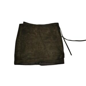 Accomplice Skirt Junior Size 3 Brown Leather Wrap Lined Mini Side Tie Casual